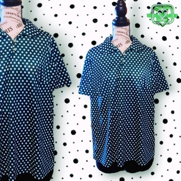 VINTAGE 1960's Funky Mod Polyester Green Polka Dot Shirt 2X - Picture 3 of 6